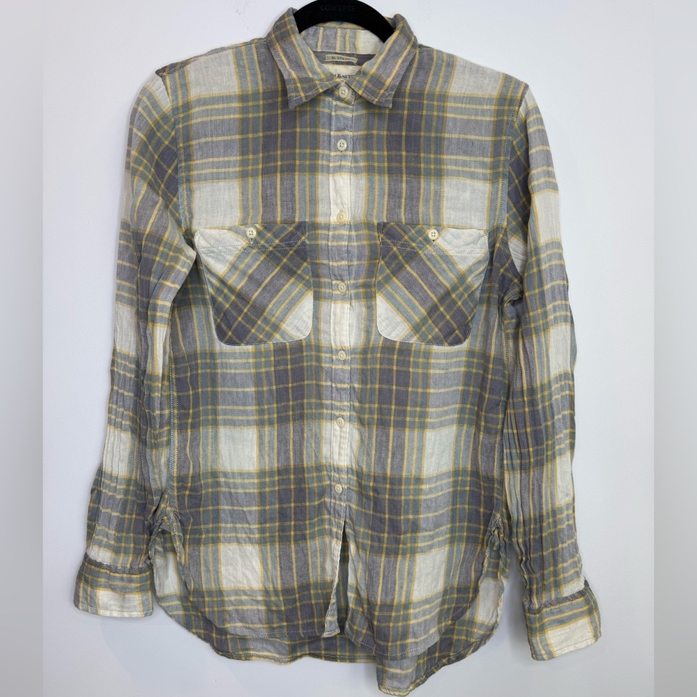 Ralph Lauren Denim & supply utility Plaid Button linen blend Shirt size medium